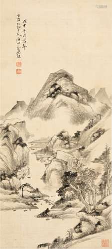 汤涤（1878～1948） 1908年作 山居图 立轴 水墨绢本