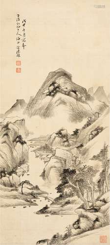 汤涤（1878～1948） 1908年作 山居图 立轴 水墨绢本