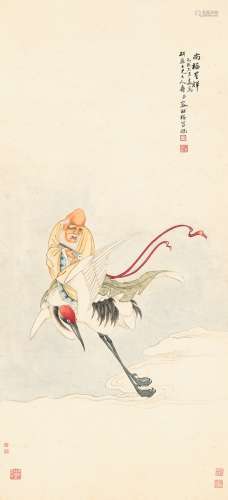 容祖椿（1872～1943） 1909年作 南极星辉图 立轴 设色纸本