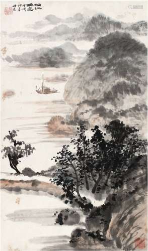 钱瘦铁（1897～1967） 1958年作 桐江晓色图 镜片 设色纸本