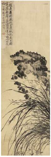瞿子冶（1780～1849） 1827年作 兰石图 立轴 水墨纸本