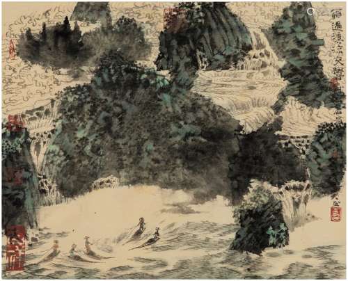 卓鹤君（1943～） 溪山消暑图 画心 设色纸本
