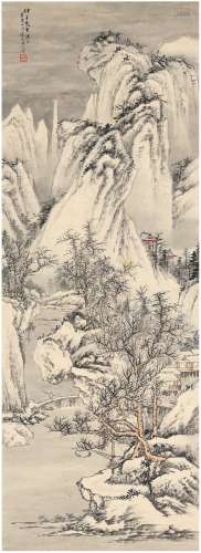 周怀民（1907～1996） 1931年作 为杨仲子作雪山暮归图 镜片 设色纸本