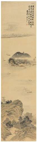 越尘法师（1848～1940后？） 居海望云图 立轴 设色纸本