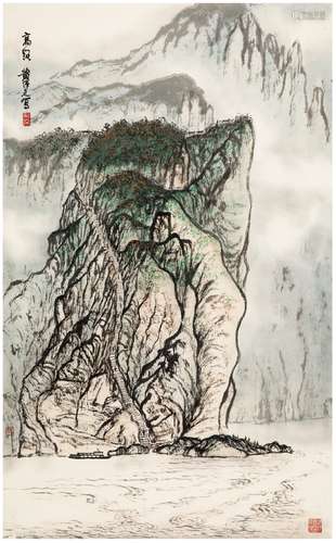 黄纯尧（1925～2007） 高路图 镜片 设色纸本