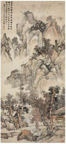 徐行敏（1871～1932） 1908年作 春深读书图 立轴 设色纸本