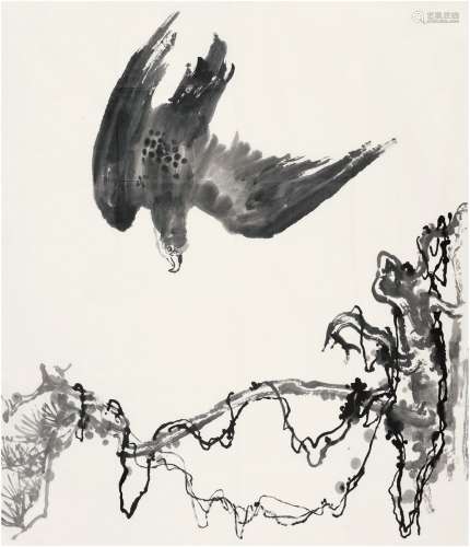 刘海粟（1896～1994） 鹰击长空 画心 水墨纸本