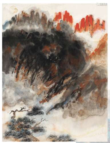 刘海粟（1896～1994） 黄山朱砂峰 画心 设色纸本