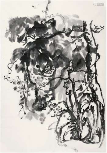 刘海粟（1896～1994） 墨葡萄图 画心 水墨纸本
