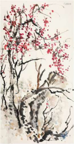 刘海粟（1896～1994） 乱点红梅图 画心 设色纸本