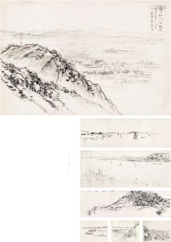 夏伊乔（1918～2012） 1956年作 五十年代写生稿 画心（七帧） 水墨纸本