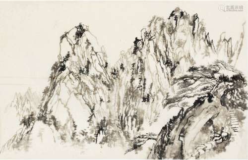 刘海粟（1896～1994） 黄山天都峰一景 画心 水墨纸本