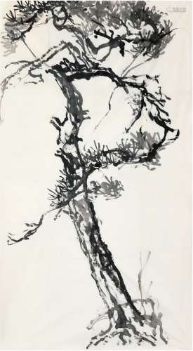 刘海粟（1896～1994） 墨松图 画心 水墨纸本