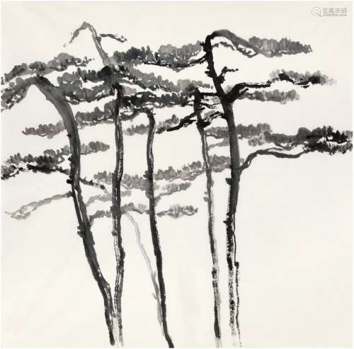 刘海粟（1896～1994） 墨松图 画心 水墨纸本
