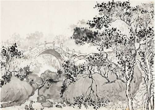 刘海粟（1896～1994） 园林写生稿 画心 水墨纸本