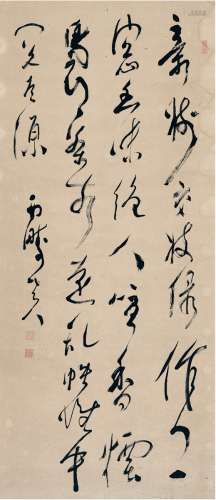 顾枢（1602～1668） 草书  自作诗 镜片 纸本