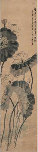 吴熙载（1799～1870） 1852年作 雨荷图 立轴 设色纸本