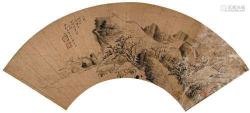 石涛（1642～1718） 山居图 扇页 水墨泥金纸本