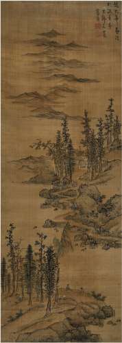 蓝瑛（1585～1664后） 松溪高隐图 立轴 设色绢本