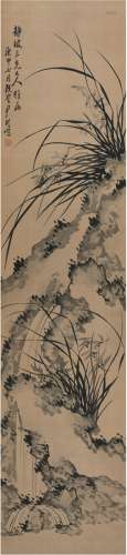 尹溎（1853～1861） 1860年作 墨兰图 立轴 水墨绢本