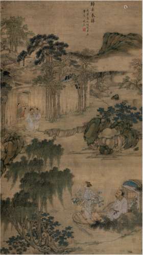 姜埙（1765～1834） 1818年作 归去来辞图 立轴 设色绢本