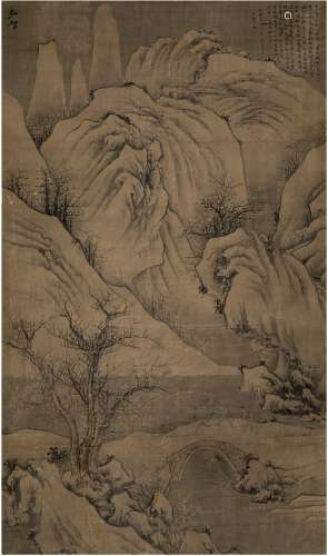 方以智（1611～1671）（款） 踏雪访友图 立轴 设色绢本