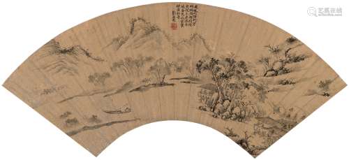 刘原起（1555～1632后） 春溪访友图 扇页 水墨泥金纸本