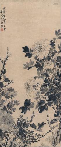 张敔（1734～1803） 1783年作 牡丹图 立轴 水墨纸本