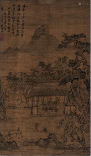 杨晋（清） 1725年作 临沈周岁朝图 立轴 设色绢本