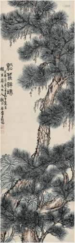 李嘉福（1839～1904） 1895年作 松萝祥瑞图 立轴 设色纸本