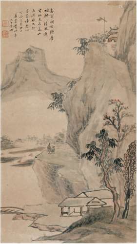 胡义赞（1831～1902） 1897年作 高山雅坐图 立轴 设色纸本
