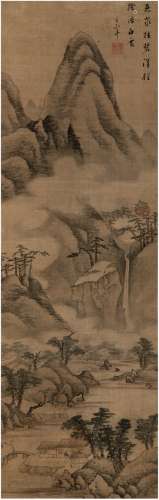 董其昌（1555～1636） 悬泉白云图 立轴 设色绢本