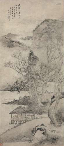 毕涵（1732～1807） 1754年作 溪亭客话图 立轴 水墨纸本