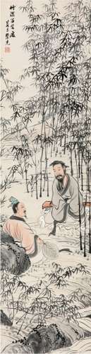 陈崇光（1838～1896） 竹林会友图 镜片 设色纸本