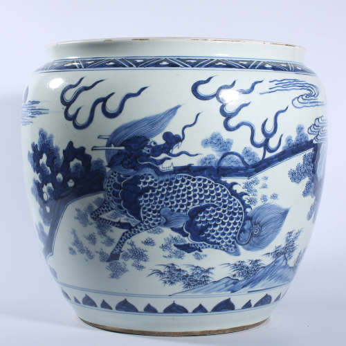Qing Dynasty blue and white VAT