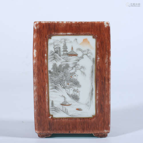 Qing Dynasty Qianlong pastel square pen holder