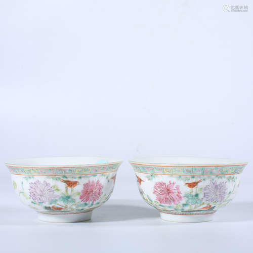 A pair of pastel bowls in Guangxu of Qing Dynasty