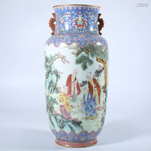 Qing Dynasty Qianlong pastel lantern vase