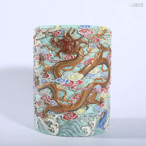 Qing Dynasty pastel pen holder