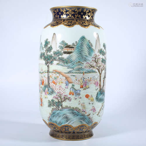 Qing Dynasty Qianlong pastel lantern vase