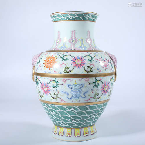 Qing Dynasty Qianlong Pink Elephant Ear bottle