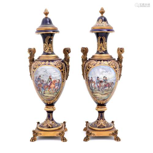 A PAIR OF URNS