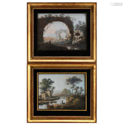JEAN PILLEMENT (1728-1808), COUNTRYSIDE LANDSCAPES WITH FIGU...