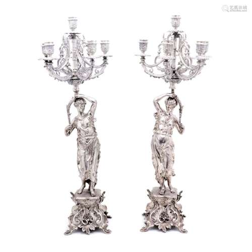A PAIR OF LARGE CANDELABRA