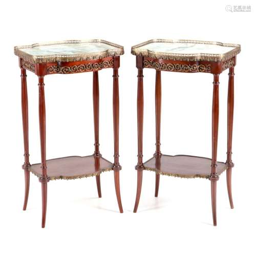 A PAIR OF LOUIS XVI STYLE SIDE TABLES
