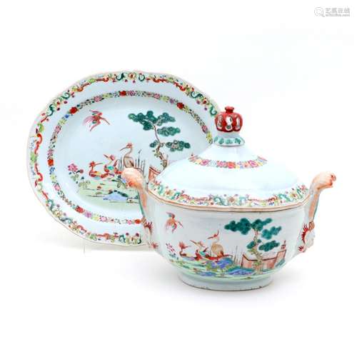 A TUREEN WITH PLATTER