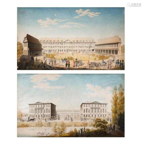 EUROPEAN SCHOOL (EARLY 19TH CENTURY), EXTERIOR WITH FIGURES ...