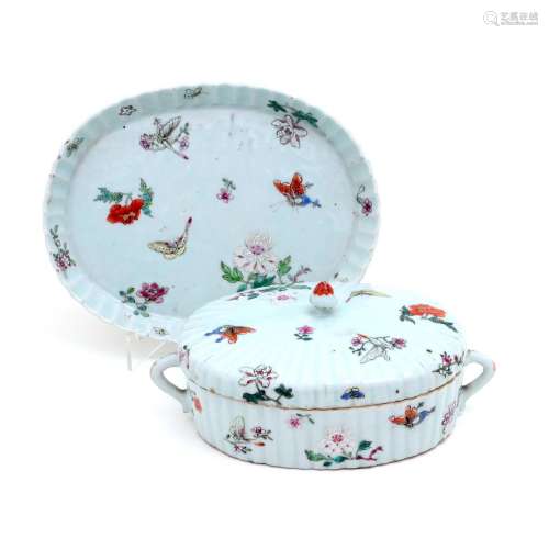 A SMALL TUREEN WITH PLATTER