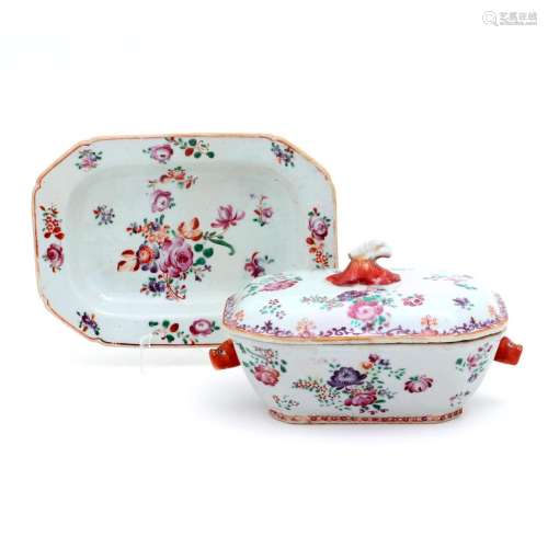 A SMALL TUREEN WITH PLATTER