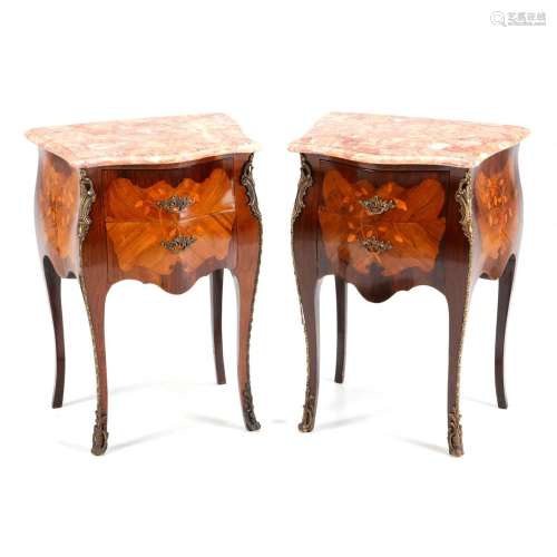 A PAIR OF LOUIS XV STYLE BEDSIDE TABLES